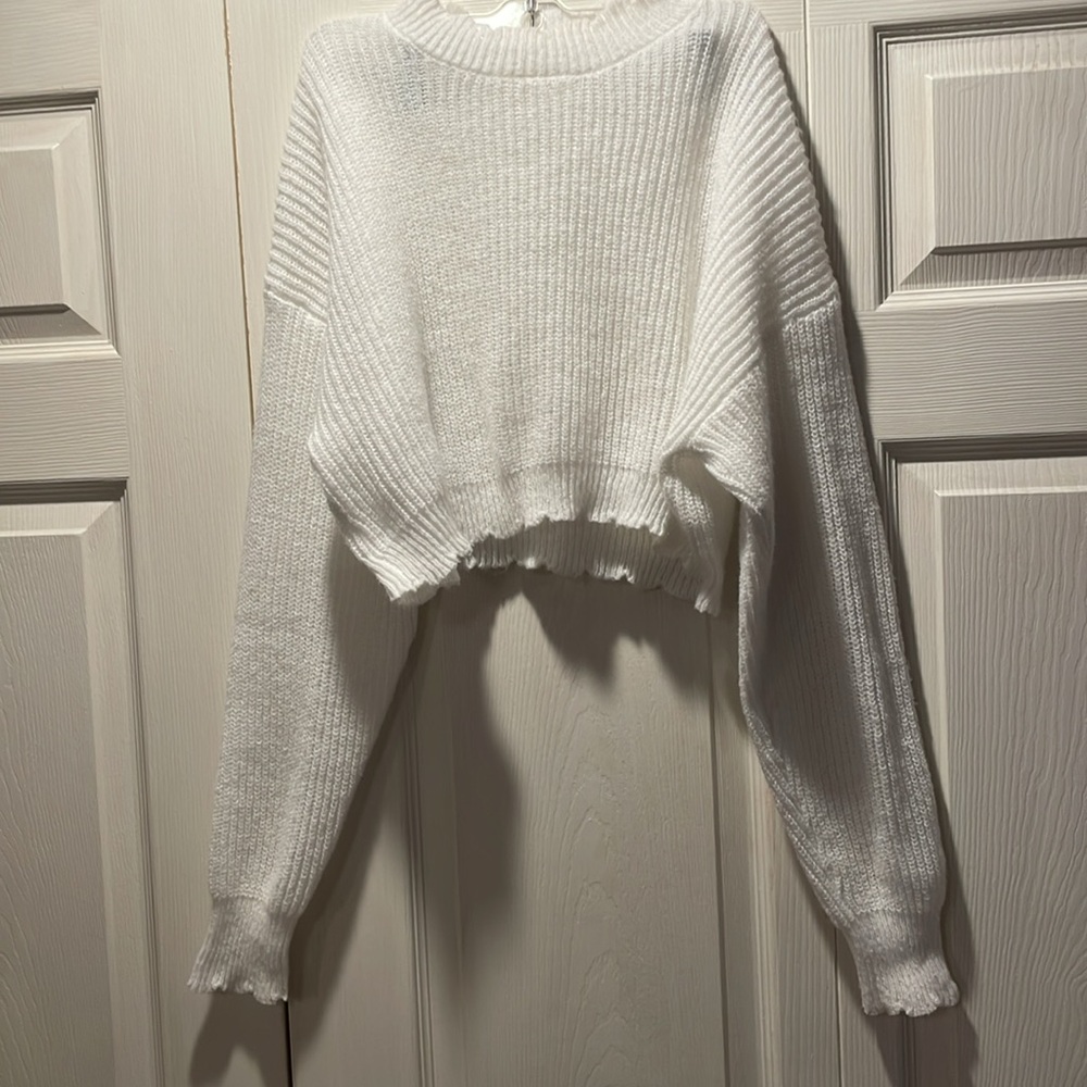 White cropped sweater